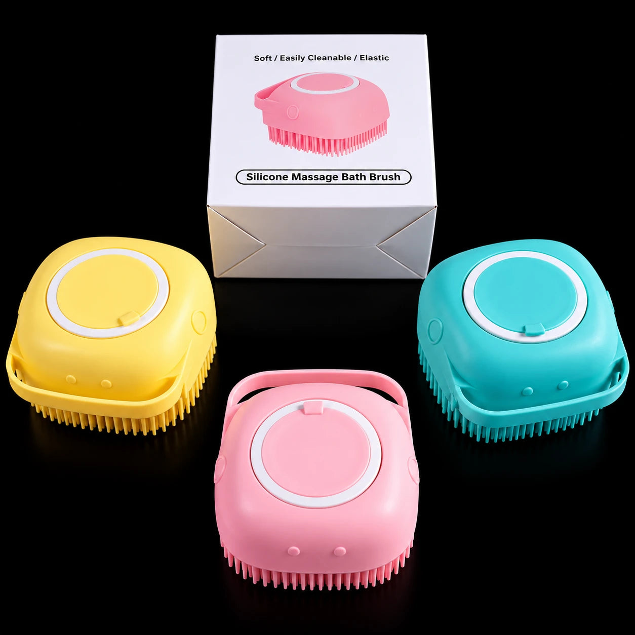 Three Royal Tails bath brushes beside their box